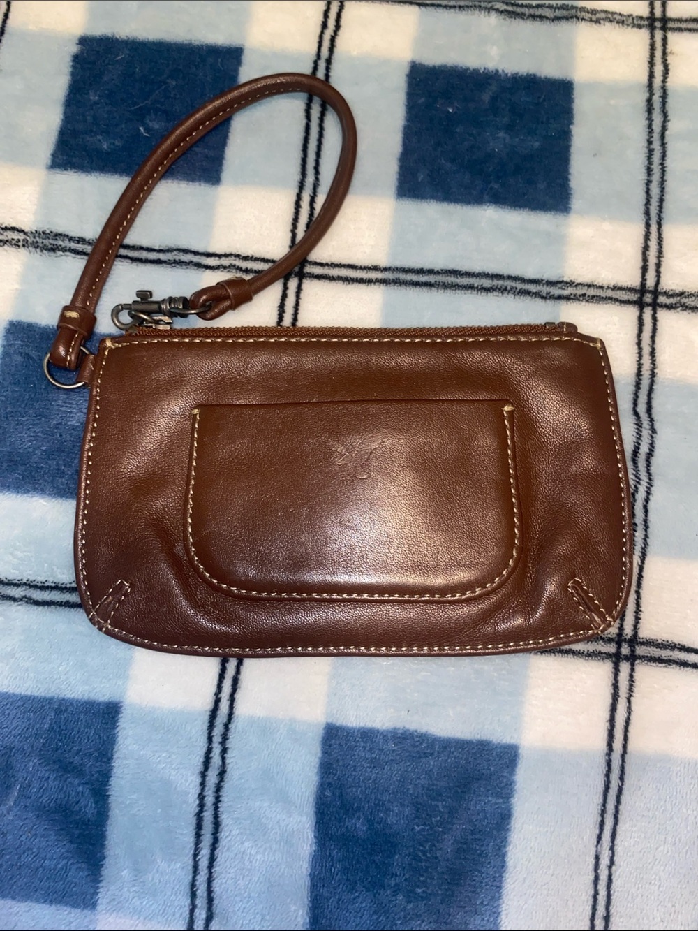 American Eagle Outfitters Brown Leather Wristlet Clutch with Detachable Strap